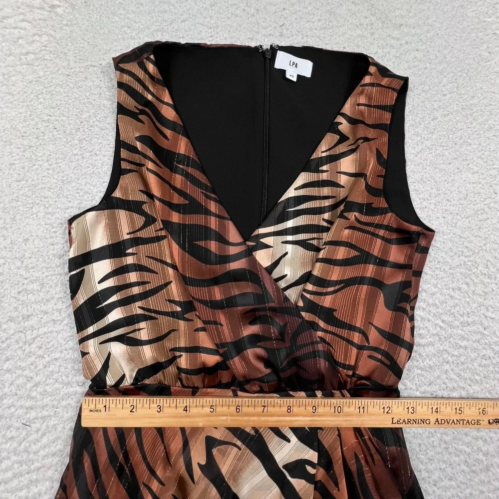 LPA Maxi Dress Womens XS Nikki Tiger Stripe Animal Print Asymmetric Flowy‎
